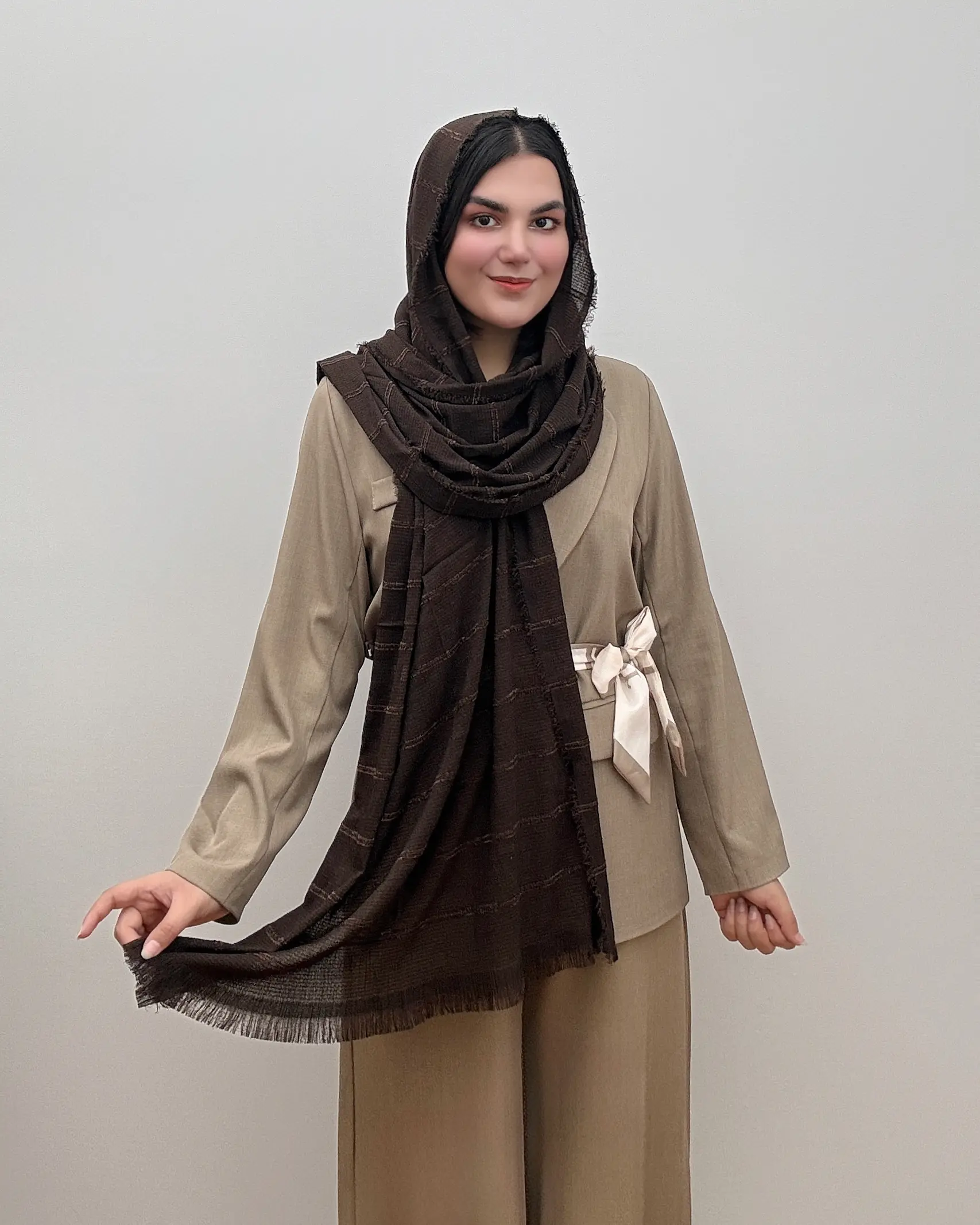 شال پفکی نخی مدل لمه